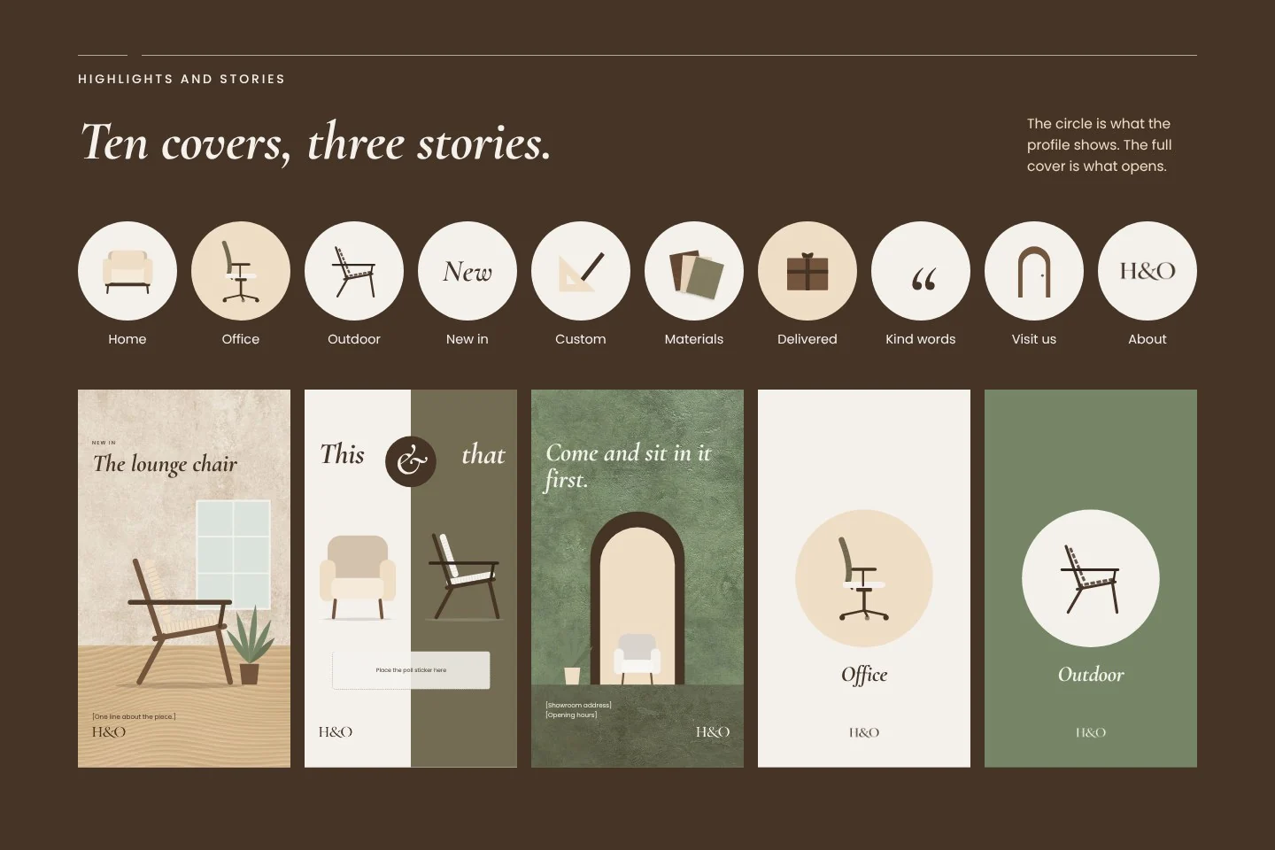 Ten round highlight covers and three story templates
