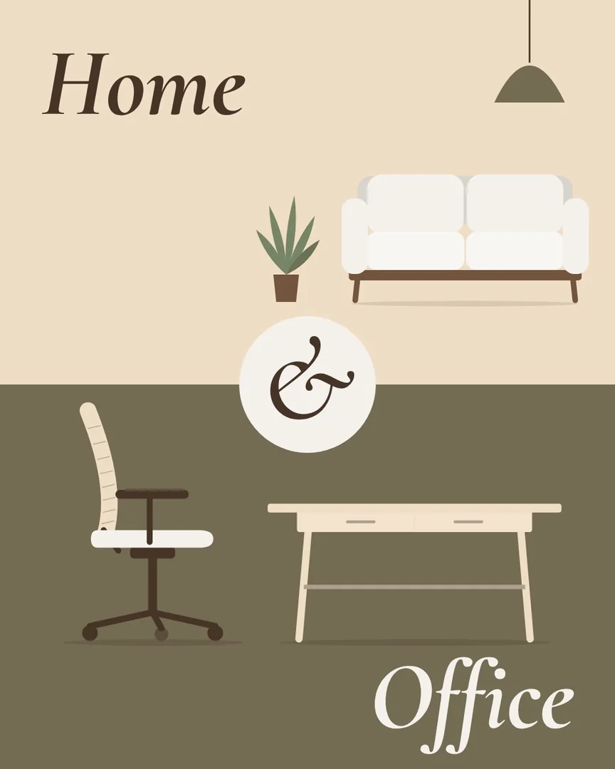 Home above, Office below, an ampersand between