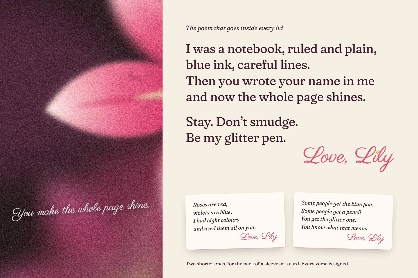 Love, Lily: the poem