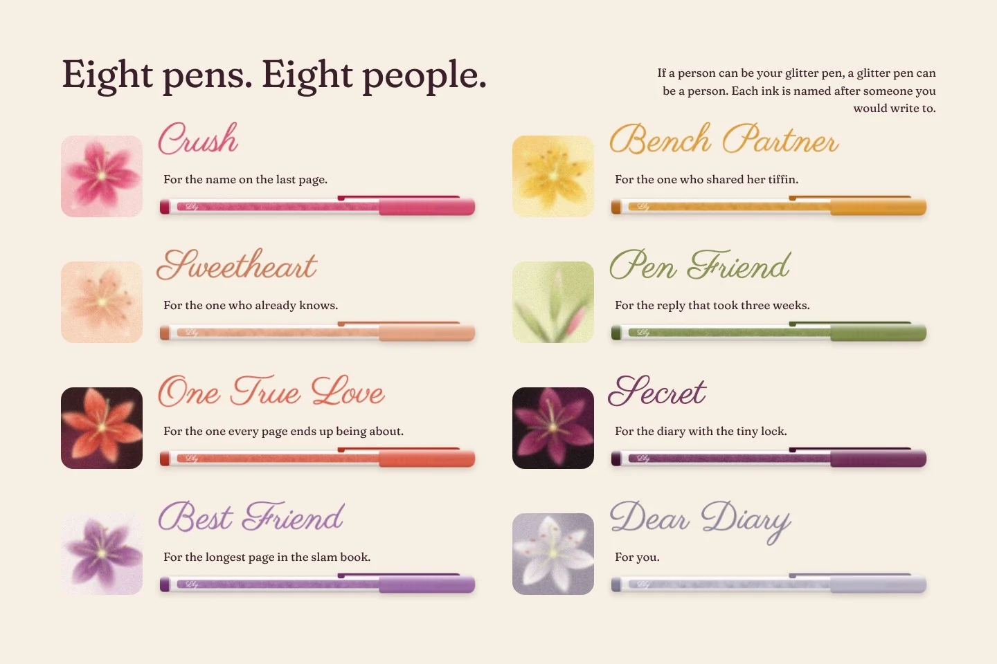 Love, Lily: the eight pens