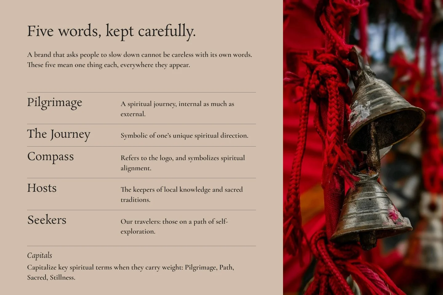 Five words: a page of the brand book