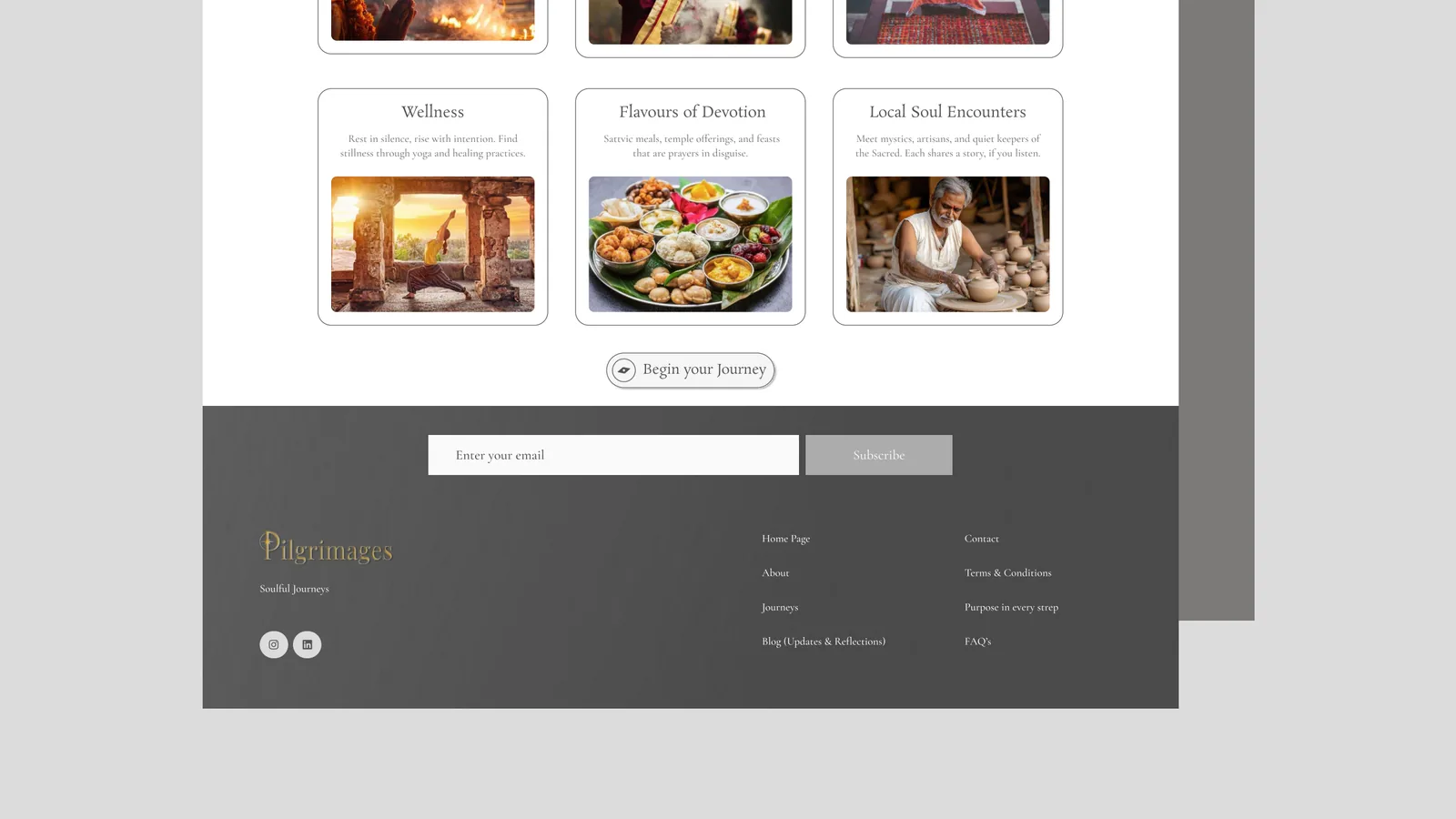 Website design: journey cards and the footer